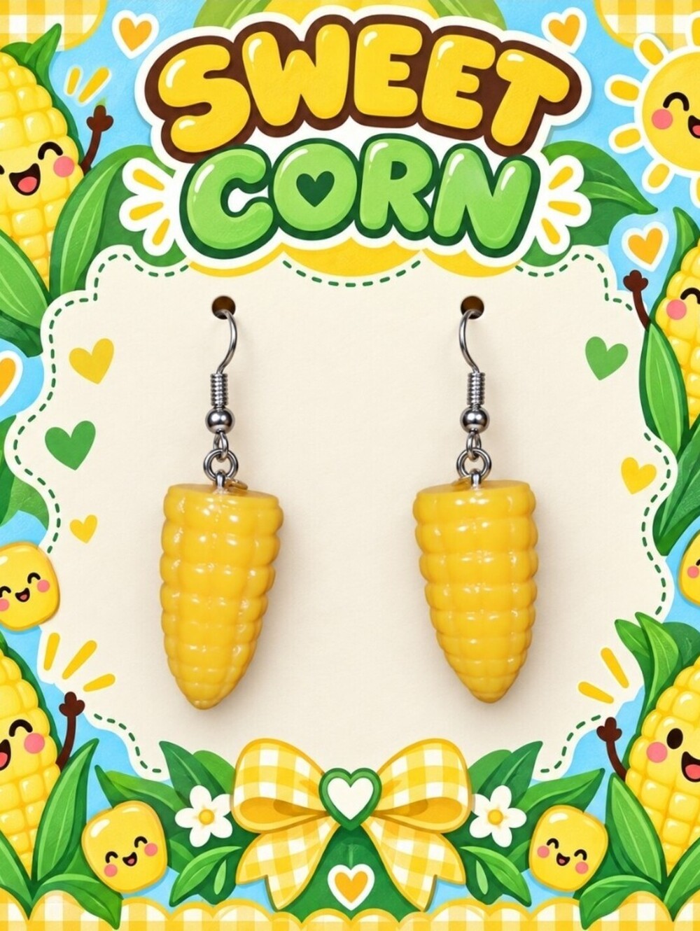 Kawaii Cute & Fun Corn on the Cob Summertime Earrings
